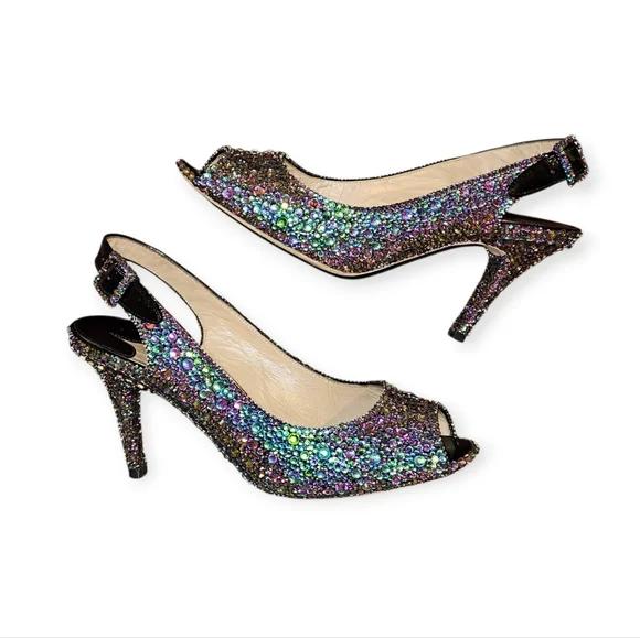 Manolo Blahnik Custom Rainbow Crystal Heels Size 37 - Picture 14 of 15